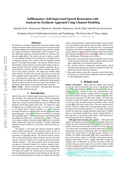 SelfRemaster: Self-Supervised Speech Restoration with
  Analysis-by-Synthesis Approach Using Channel Modeling