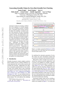 Generating Scientific Claims for Zero-Shot Scientific Fact Checking