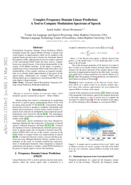 Complex Frequency Domain Linear Prediction: A Tool to Compute Modulation
  Spectrum of Speech