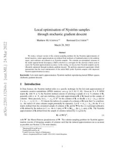 Local optimisation of Nyström samples through stochastic gradient
  descent