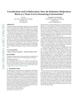 Coordination and Collaboration: How do Volunteer Moderators Work as a
  Team in Live Streaming Communities?