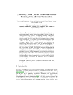 Addressing Client Drift in Federated Continual Learning with Adaptive
  Optimization