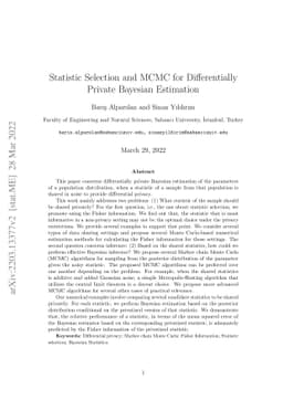 Statistic Selection and MCMC for Differentially Private Bayesian
  Estimation