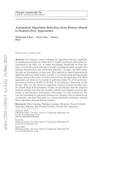 Automated Algorithm Selection: from Feature-Based to Feature-Free
  Approaches