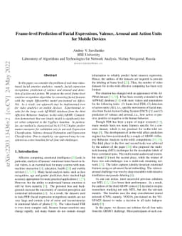 Frame-level Prediction of Facial Expressions, Valence, Arousal and
  Action Units for Mobile Devices