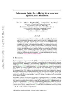 Deformable Butterfly: A Highly Structured and Sparse Linear Transform