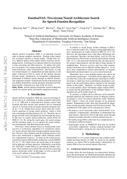 EmotionNAS: Two-stream Neural Architecture Search for Speech Emotion
  Recognition