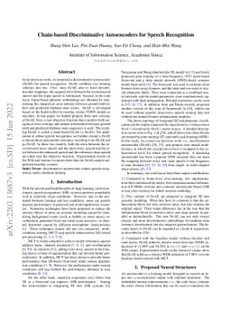 Chain-based Discriminative Autoencoders for Speech Recognition