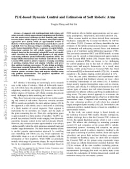 PDE-based Dynamic Control and Estimation of Soft Robotic Arms
