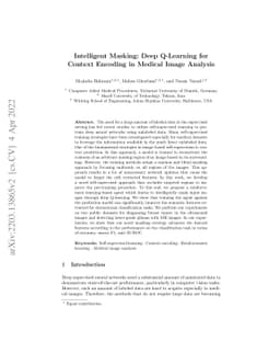 Intelligent Masking: Deep Q-Learning for Context Encoding in Medical
  Image Analysis