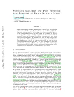 Combining Evolution and Deep Reinforcement Learning for Policy Search: a
  Survey