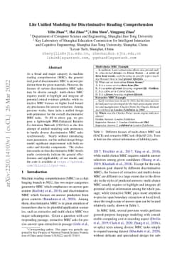 Lite Unified Modeling for Discriminative Reading Comprehension