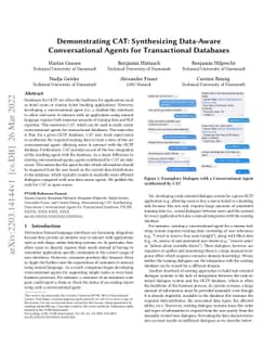 Demonstrating CAT: Synthesizing Data-Aware Conversational Agents for
  Transactional Databases