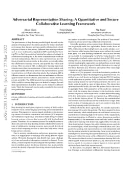 Adversarial Representation Sharing: A Quantitative and Secure
  Collaborative Learning Framework