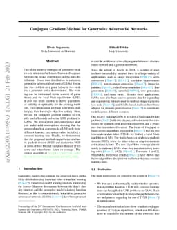 Conjugate Gradient Method for Generative Adversarial Networks