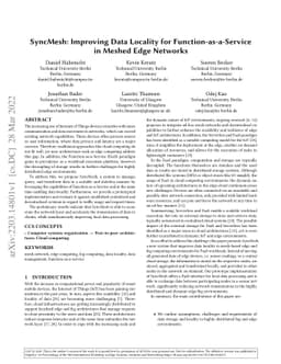 SyncMesh: Improving Data Locality for Function-as-a-Service in Meshed
  Edge Networks
