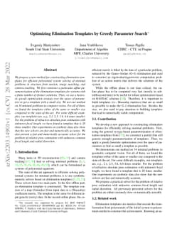Optimizing Elimination Templates by Greedy Parameter Search