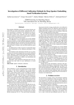 Investigation of Different Calibration Methods for Deep Speaker
  Embedding based Verification Systems