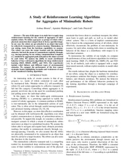 A Study of Reinforcement Learning Algorithms for Aggregates of
  Minimalistic Robots