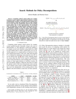 Search Methods for Policy Decompositions