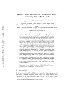 Shifted Chunk Encoder for Transformer Based Streaming End-to-End ASR