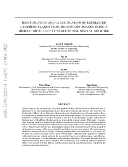 Identification and classification of exfoliated graphene flakes from
  microscopy images using a hierarchical deep convolutional neural network