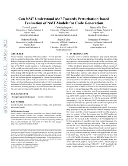 Can NMT Understand Me? Towards Perturbation-based Evaluation of NMT
  Models for Code Generation