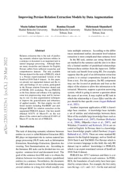 Improving Persian Relation Extraction Models by Data Augmentation