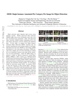 SIOD: Single Instance Annotated Per Category Per Image for Object
  Detection