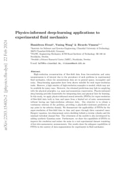 Physics-informed deep-learning applications to experimental fluid
  mechanics