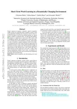 Short-Term Word-Learning in a Dynamically Changing Environment