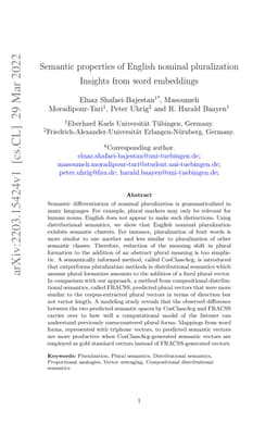 Semantic properties of English nominal pluralization: Insights from word
  embeddings