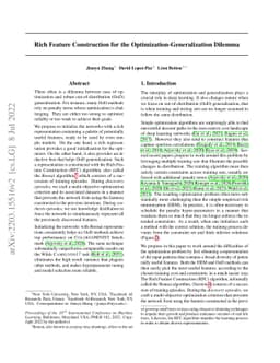 Rich Feature Construction for the Optimization-Generalization Dilemma