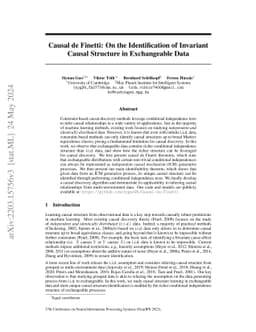Causal de Finetti: On the Identification of Invariant Causal Structure
  in Exchangeable Data