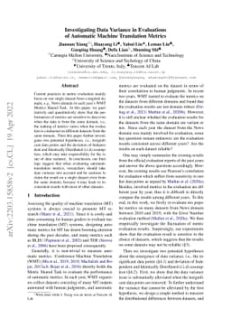 Investigating Data Variance in Evaluations of Automatic Machine
  Translation Metrics