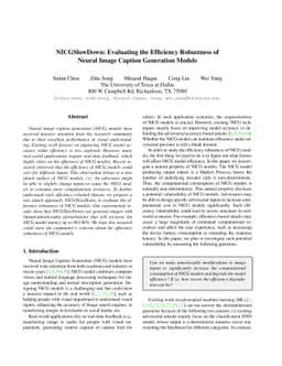 NICGSlowDown: Evaluating the Efficiency Robustness of Neural Image
  Caption Generation Models