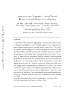Investigating the Properties of Neural Network Representations in
  Reinforcement Learning