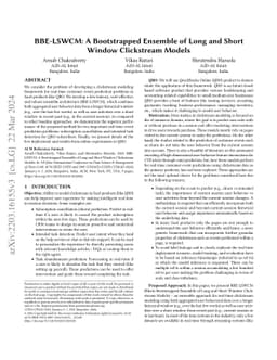 BBE-LSWCM: A Bootstrapped Ensemble of Long and Short Window Clickstream
  Models
