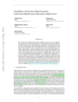 AdaGrid: Adaptive Grid Search for Link Prediction Training Objective
