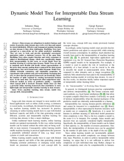 Dynamic Model Tree for Interpretable Data Stream Learning