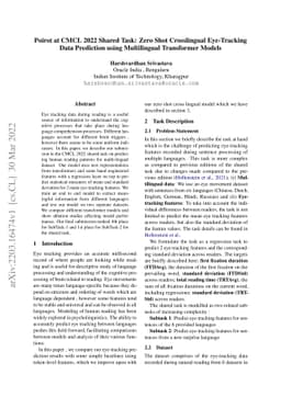 Zero Shot Crosslingual Eye-Tracking Data Prediction using Multilingual
  Transformer Models