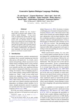 Generative Spoken Dialogue Language Modeling