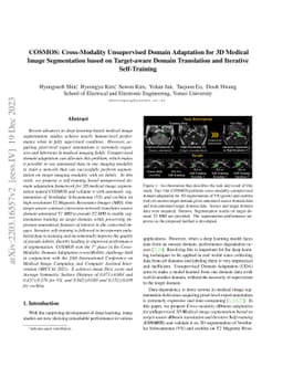 COSMOS: Cross-Modality Unsupervised Domain Adaptation for 3D Medical
  Image Segmentation based on Target-aware Domain Translation and Iterative
  Self-Training