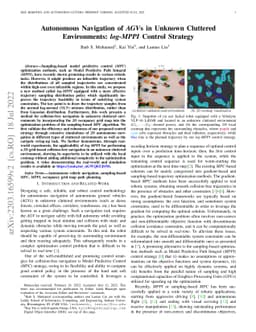 Autonomous Navigation of AGVs in Unknown Cluttered Environments:
  log-MPPI Control Strategy