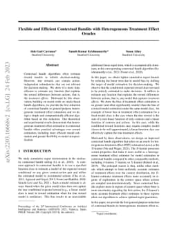 Flexible and Efficient Contextual Bandits with Heterogeneous Treatment
  Effect Oracles