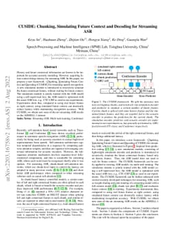 CUSIDE: Chunking, Simulating Future Context and Decoding for Streaming
  ASR
