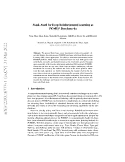 Mask Atari for Deep Reinforcement Learning as POMDP Benchmarks