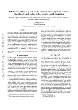 Effectiveness of text to speech pseudo labels for forced alignment and
  cross lingual pretrained models for low resource speech recognition