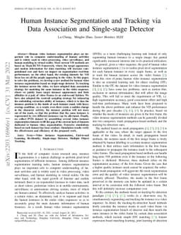 Human Instance Segmentation and Tracking via Data Association and
  Single-stage Detector
