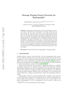 Message Passing Neural Networks for Hypergraphs
